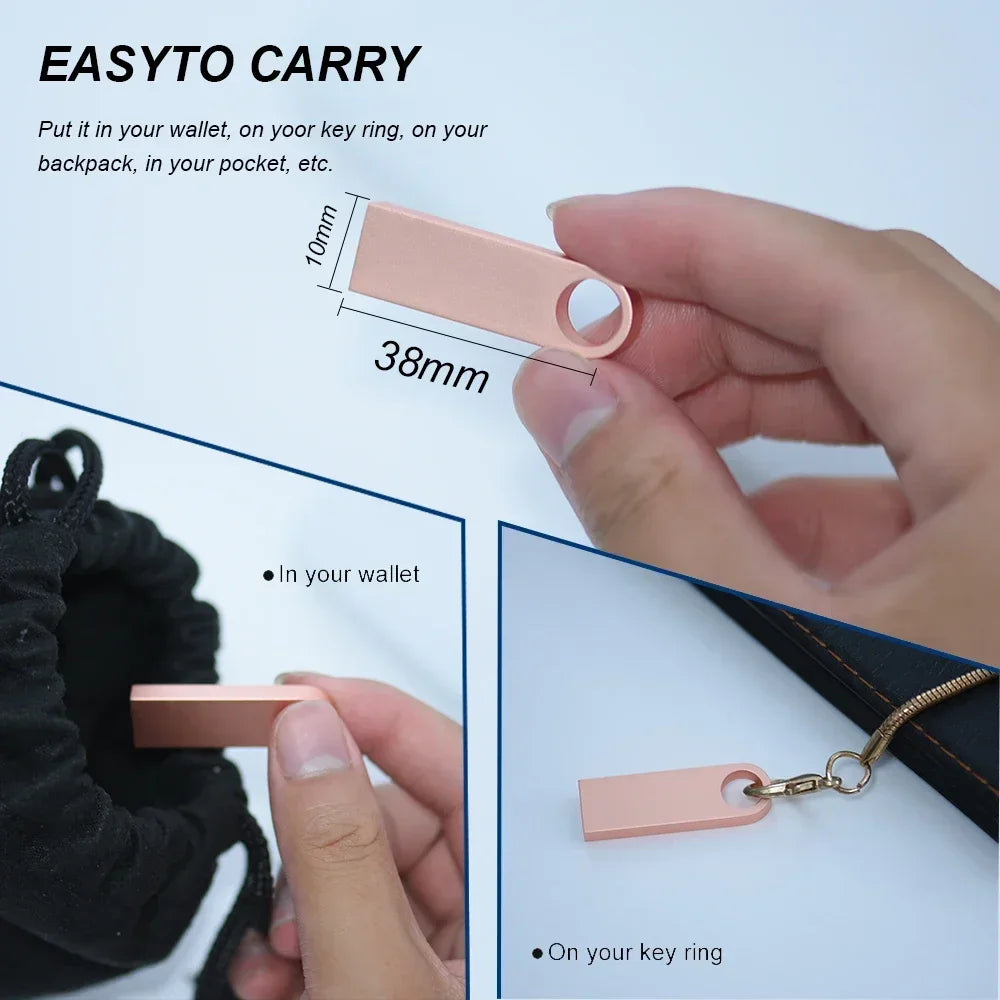 Metal Free Key Chain USB3.0 Flash Drive Metal Pen Drive 128GB 64GB 32GB 16GB 8GB Pendrive Waterproof Memory Usb Stick High Speed