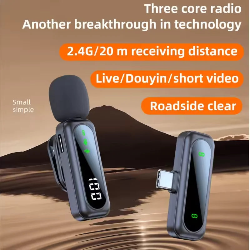 New Wireless Lavalier Microphone Video Recording Recording Podcast Noise Reduction mic  Live Gaming Phone  Android PC Mini Mic