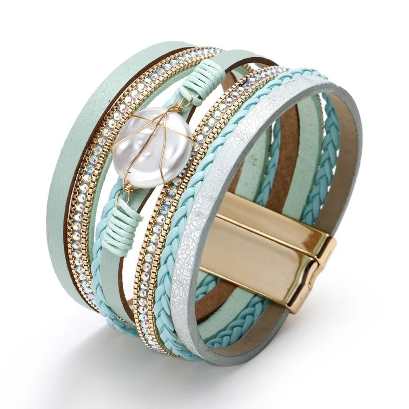 2025 Fashion  New Bracelet Woven Natural Shell Baroque  Imitation Pearl Women's Bracelet Jewelry