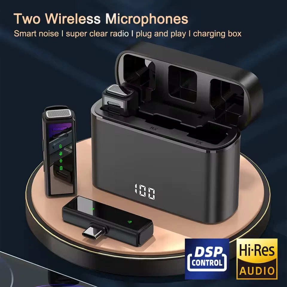 J88 Professional Wireless Lavalier Microphone With Charging Box Portable Noise Reduction Audio Recording For iPhone Android PC