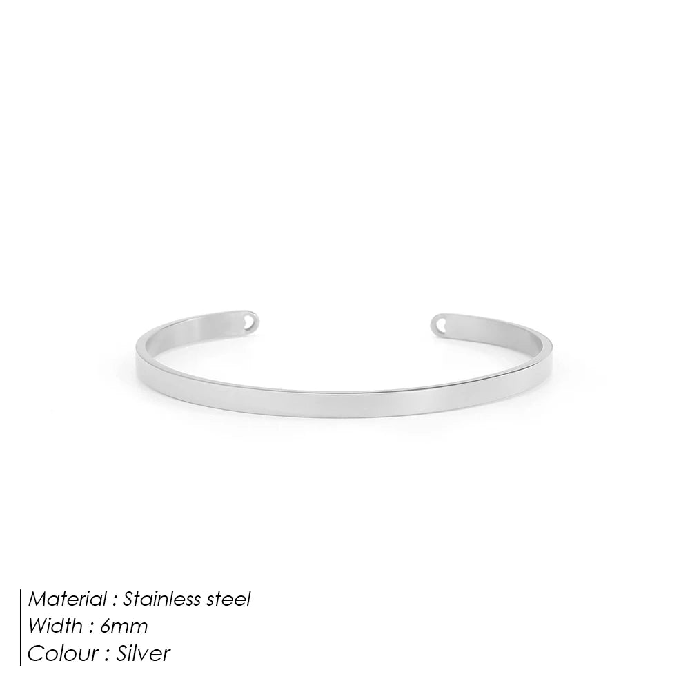 eManco 4MM 6MM Stainless Steel Gold-Plated Bracelets Simple Open Bangles Couple Accessories Gift Factory Direct