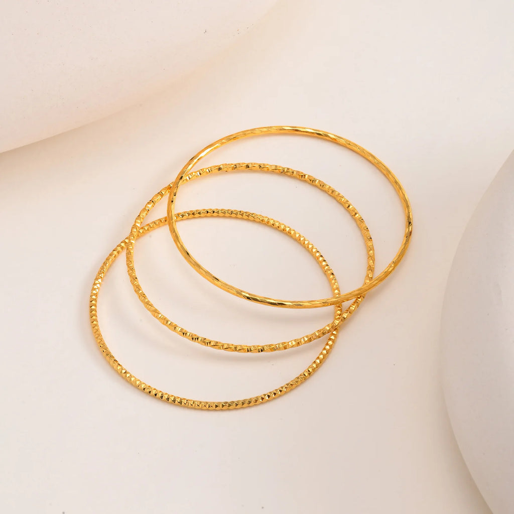 Women Bangle Bracelet Stainless Steel, 18k Gold Plated 2mm Stackable Glossy Thin Jewelry