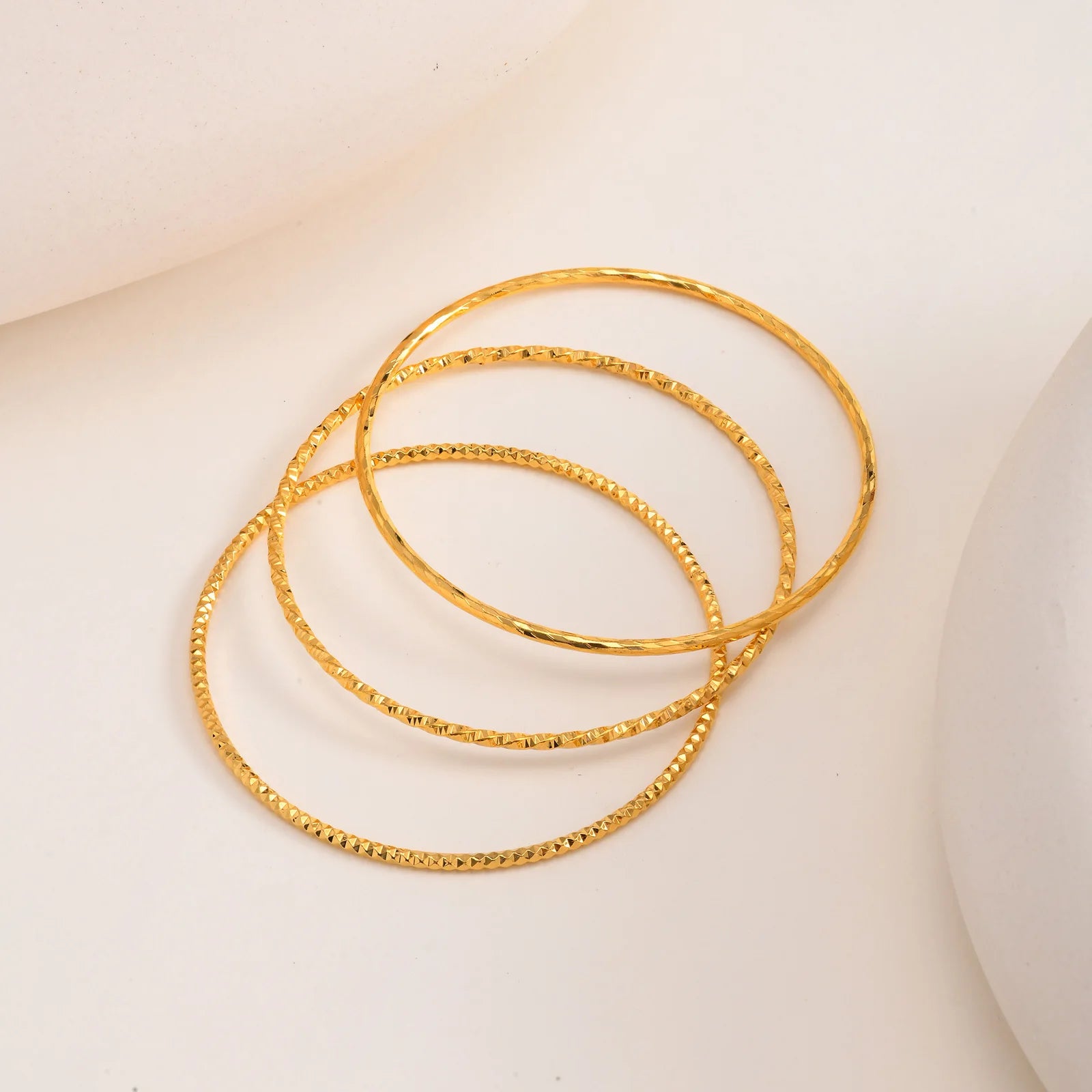 Women Bangle Bracelet Stainless Steel, 18k Gold Plated 2mm Stackable Glossy Thin Jewelry