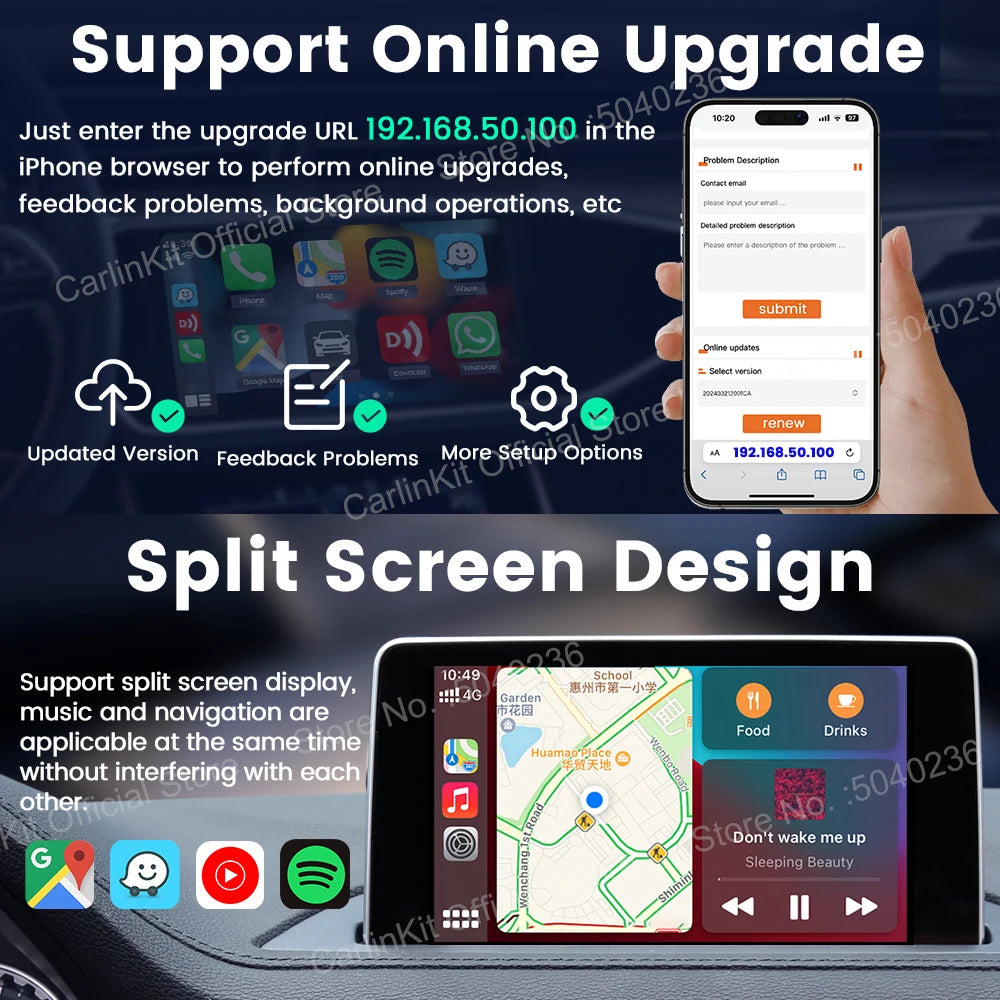 2air Mini 5 Pro CarlinKit 5.0 Wireless CarPlay Wireless Android Auto Box 5Ghz WiFi BT Auto Connect Plug&Play OTA Upgrade