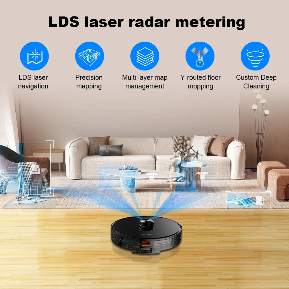 Robot Vacuum Cleaner Liectroux / LILIN X6,Laser Lidar Navigation,Wet & Dry Mopping,6.5KPa Suction,Multi-Floor Map,Carpet Boost