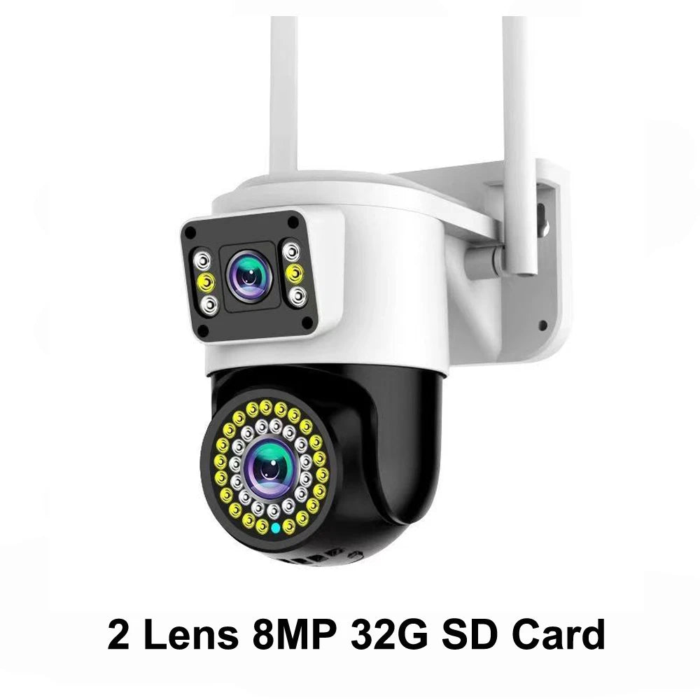 Yoosee 4K 8MP Dual Lens Dual Screens Color Night Vision Auto Tracking Two Way Audio Outdoor Waterproof Surveillance Cameras