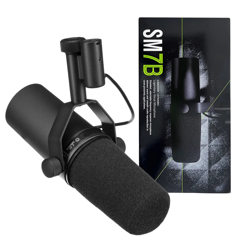 SM7B Professional Dynamic Vocal Microphone Cardioid Pattern Black Metal Podcast Studio Set for Studio Recording and Podcasting
