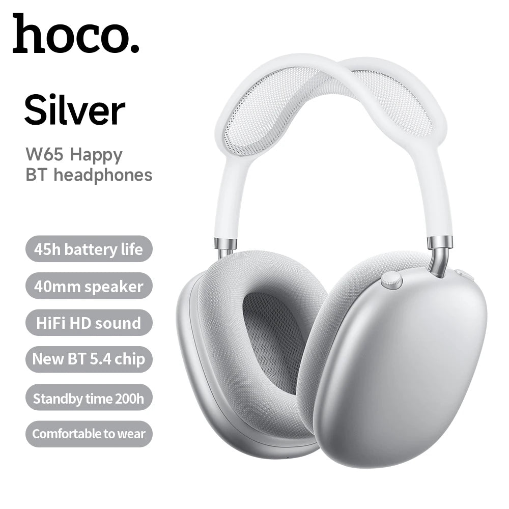 HOCO W65 Wireless Headsets Bluetooth Over The Ear Headphones Magnetic Earmuffs For Iphone Samsung Phone Sports Music Earphones