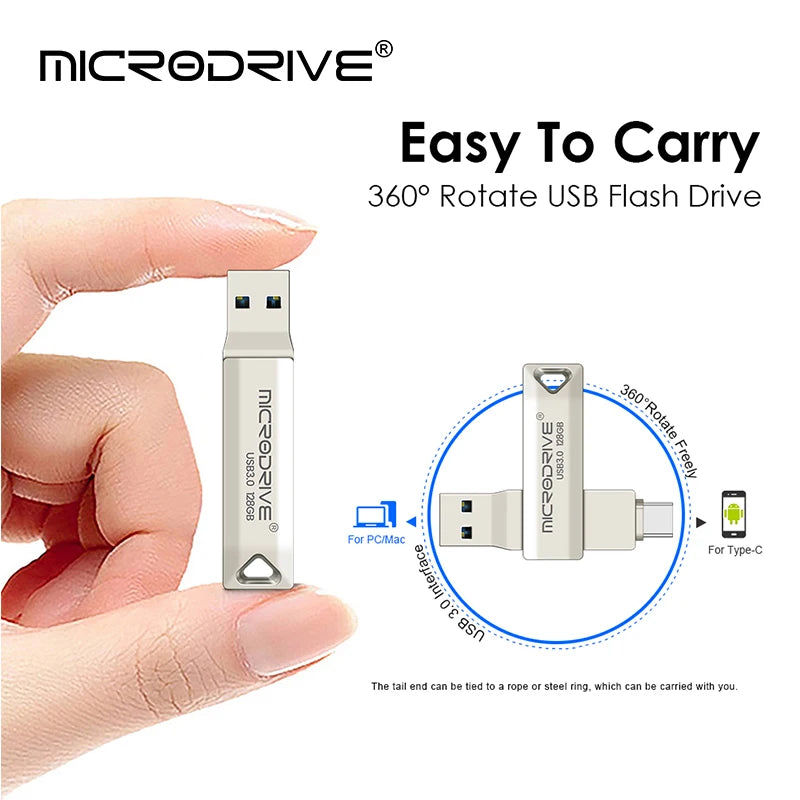 Type C 3 in 1 USB 3.0 Flash Drive 64GB 128GB 256GB pendrive pen drive real capacity usb memory stick for phone and pc