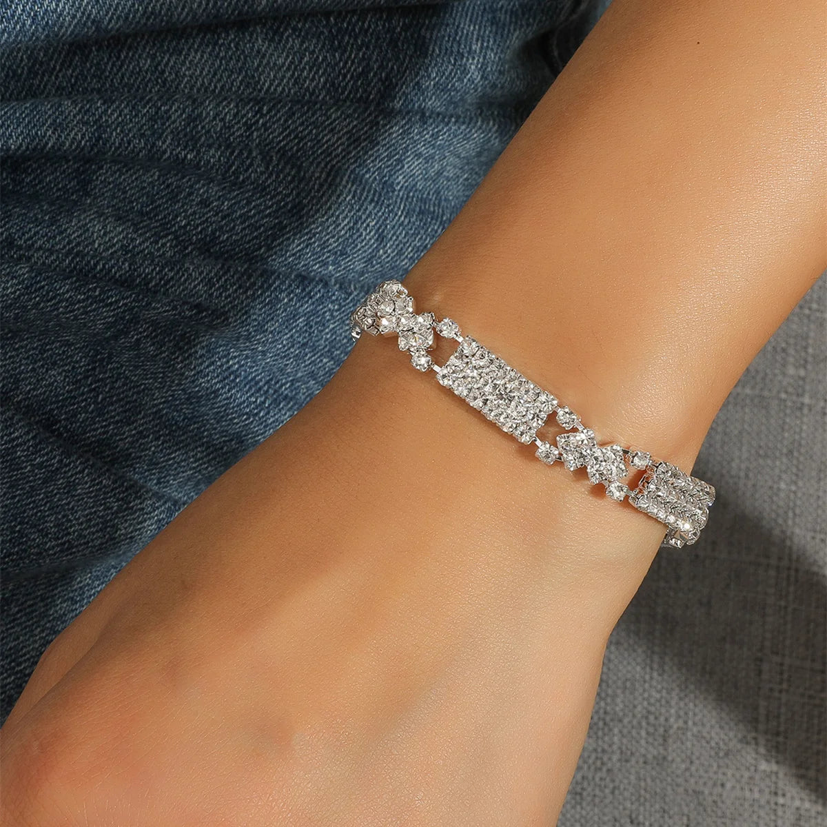 Wedding Bridal Jewelry 1-10 Row Cuff CZ Rhinestone Crystal Stretch Strand Bracelet Bangle Dropshipping