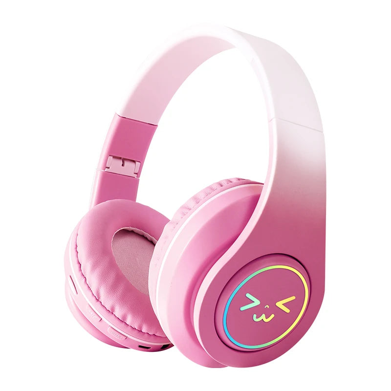 Original Wireless Bluetooth Headphones for Computer RGB Glowing Smiley Face Noise Reduction Gaming Headset Gamer Girl Bass Sport