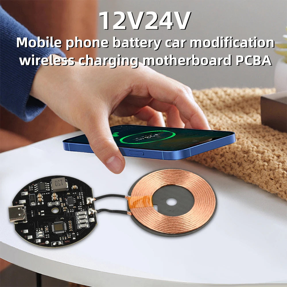 5W/10W/15W/20W Wireless Charger Module Type C 5V/9V/12V/24V/QC/PD Fast Charging Transmitter Module Coil Circuit Board