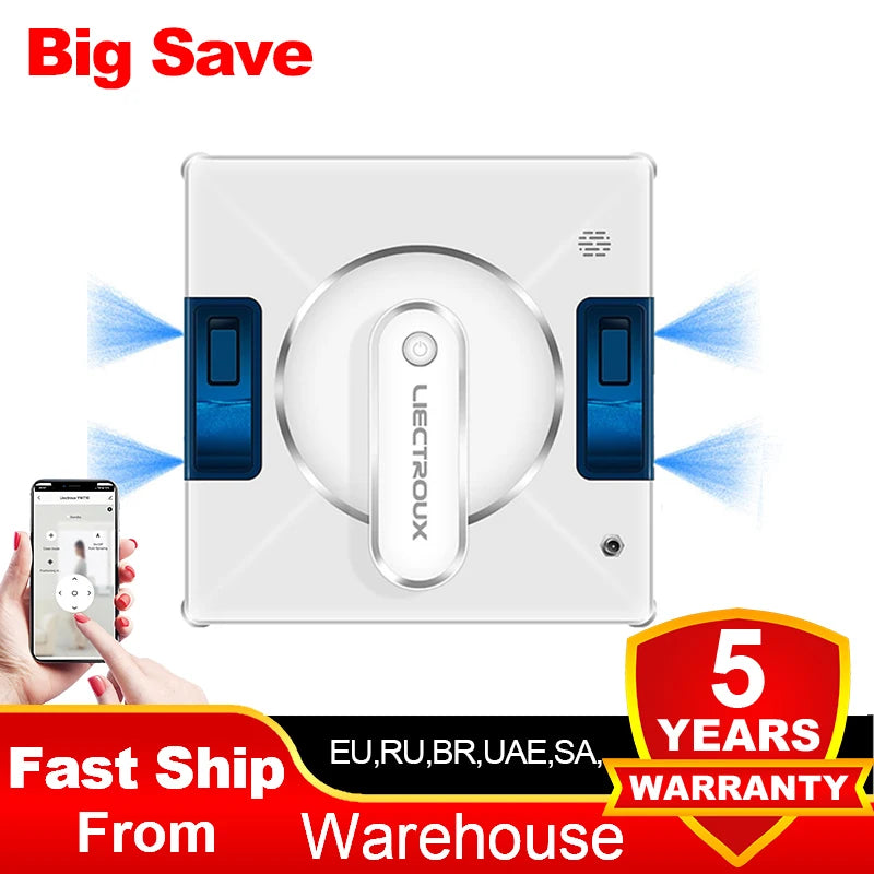 Window Cleaning Robot Liectroux YW509, 4-Way Water Spray,Home Glass Floor Wall Robot Window Cleaner,Laser Sensor,Smart Navigate