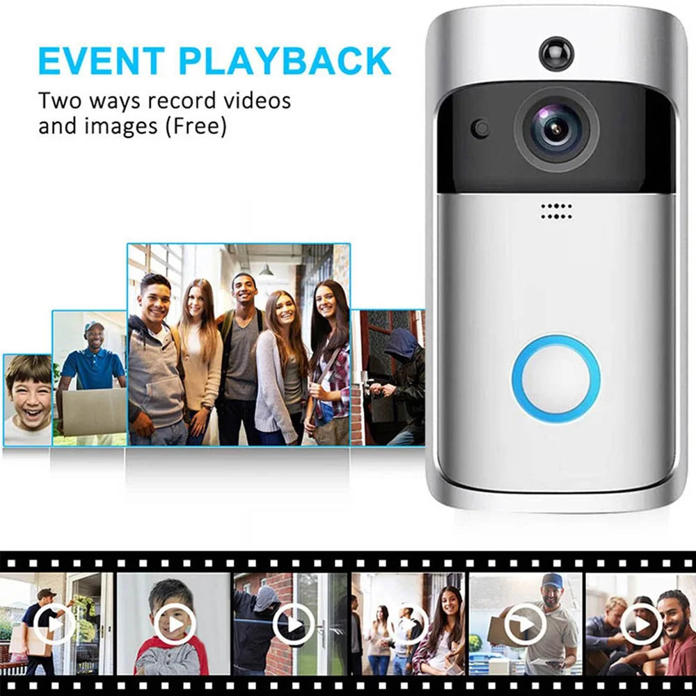 Easy Install Wireless Smart Video Doorbell Camera HD with Night Vision & Two-Way Audio, WiFi Home Security
