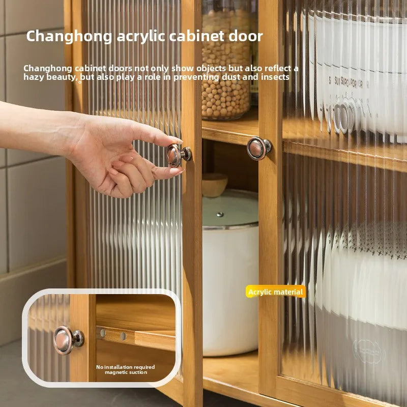 Kitchen Shelves Storage Cabinets Lockers Floor-to-Floor Pots Dishes Seasoning Supplies Household Cupboards