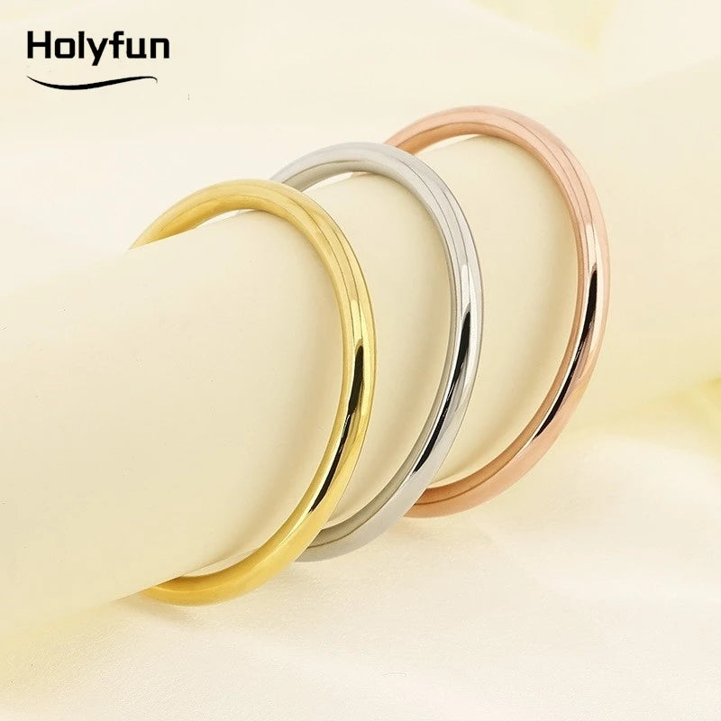 Holyfun Waterproof Stainless Steel Cuff Bracelet Bangles for Women Smooth Metal Openable Bracelets Jewelry Gift