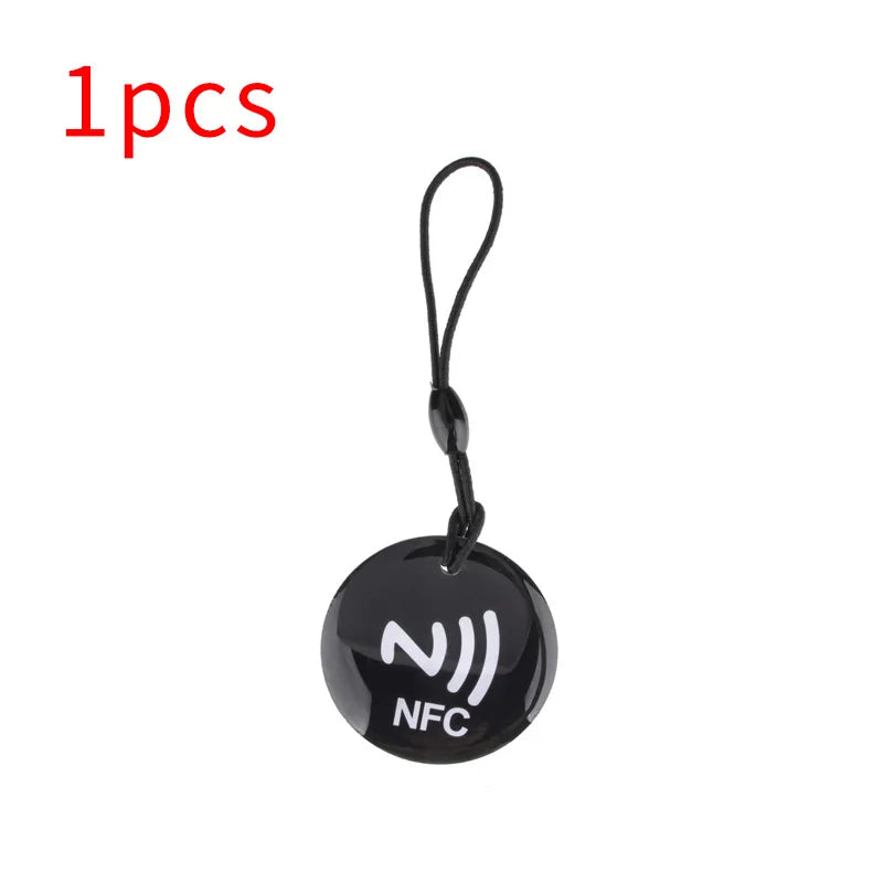 10pcs Ntag213 NFC Tag Lable Token With Rope RFID 13.56MHz 144 Bytes ISO14443A Epoxy Card 35mm Diameter For All NFC Enabled Phone