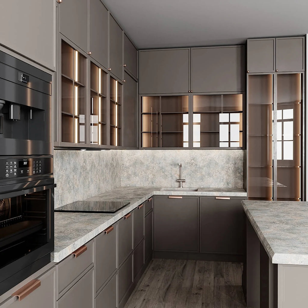 Cabinet, Solid Wood, Kitchen Cabinet, PVC Material, with Sink Design, Luxury Style, Popular Product