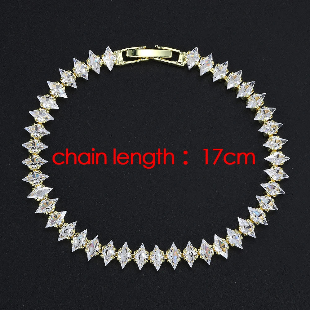 Luxury Dainty Tennis Bracelet for Women Silver Color Sparkling Cubic Zircon Stackable Hand Chain Crystal Wedding Jewelry H085