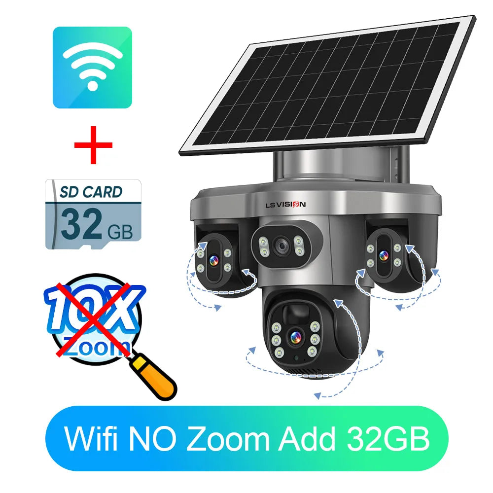 LS VISION 10X Optical Zoom Three Screens Outdoor Surveillance Camera 4g Security Wifi 3 PTZ LENS Cctv Automatic Tracking V380