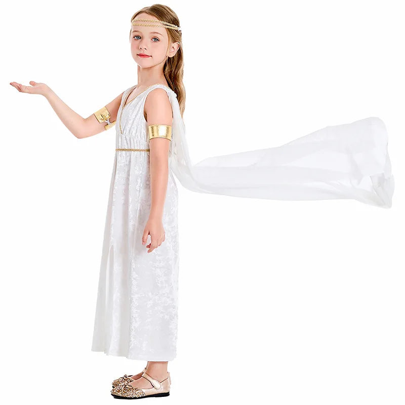 Halloween Costumes Greek Goddess Costume Girls Goddess Princess Cosplay Carnival Party Fancy Dress Up for Kids Children