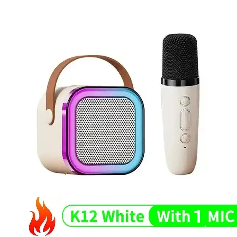 K12 Bluetooth Karaoke Machine Portable  5.3 PA Speaker System with 1-2 Wireless Microphones Home Family Singing Children's Gifts