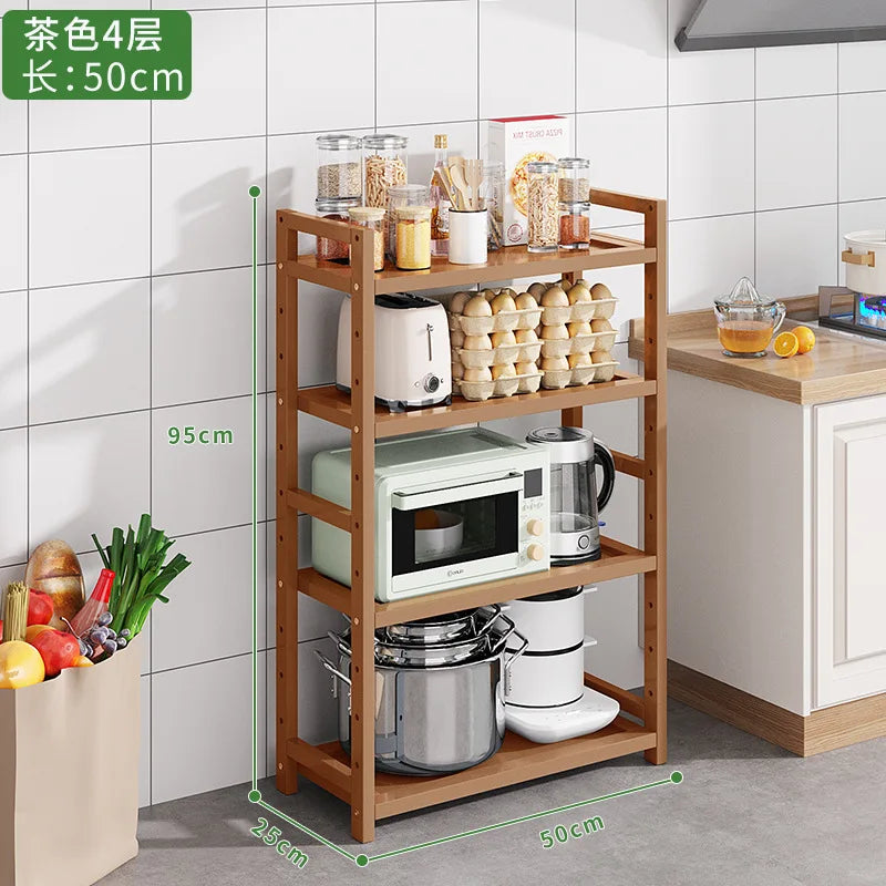 Kitchen Storage Ra Countertop Cabinet Multi-layer Partition elf Spice Microwave Pot Storage Organizer Bamboo Material