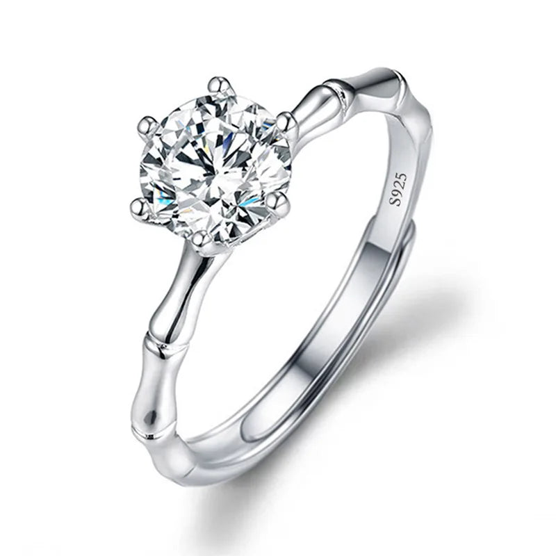 Never Fade Luxury Classic 18K White Gold Color Ring Solitaire 2 Carat Zirconia Diamant Wedding Band Women Jewelry Accessories