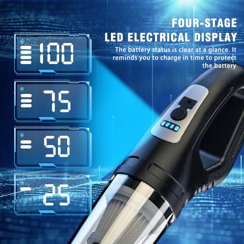 Handheld cordless vacuum cleaner, with 3 suction head configuration, car vacuum cleaner high power mini upgrade charging model,