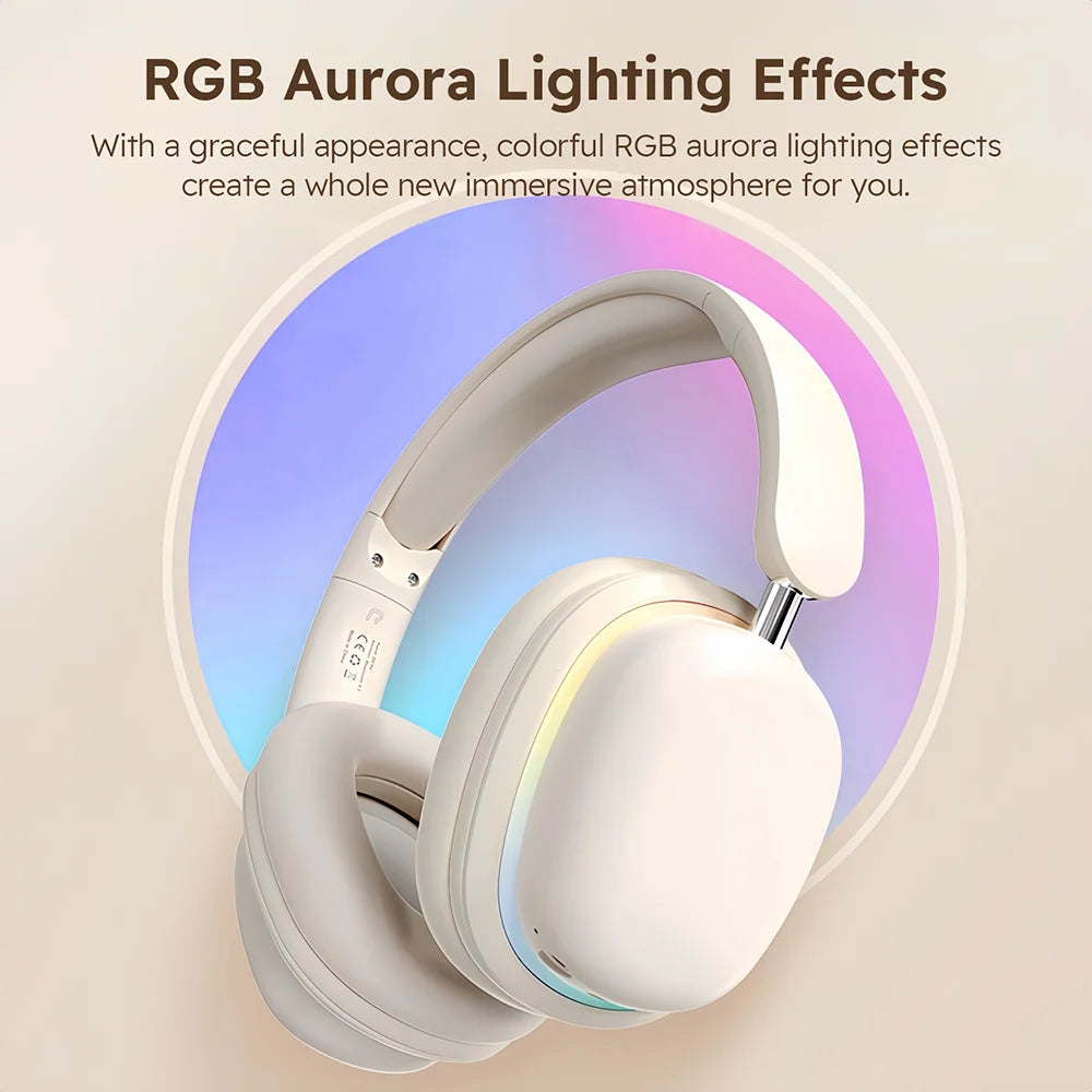 Wireless Bluetooth Headphone Over the Ear Headset High Fidelity Bass Stereo Music Gaming Foldable Headsets with AUX Cable