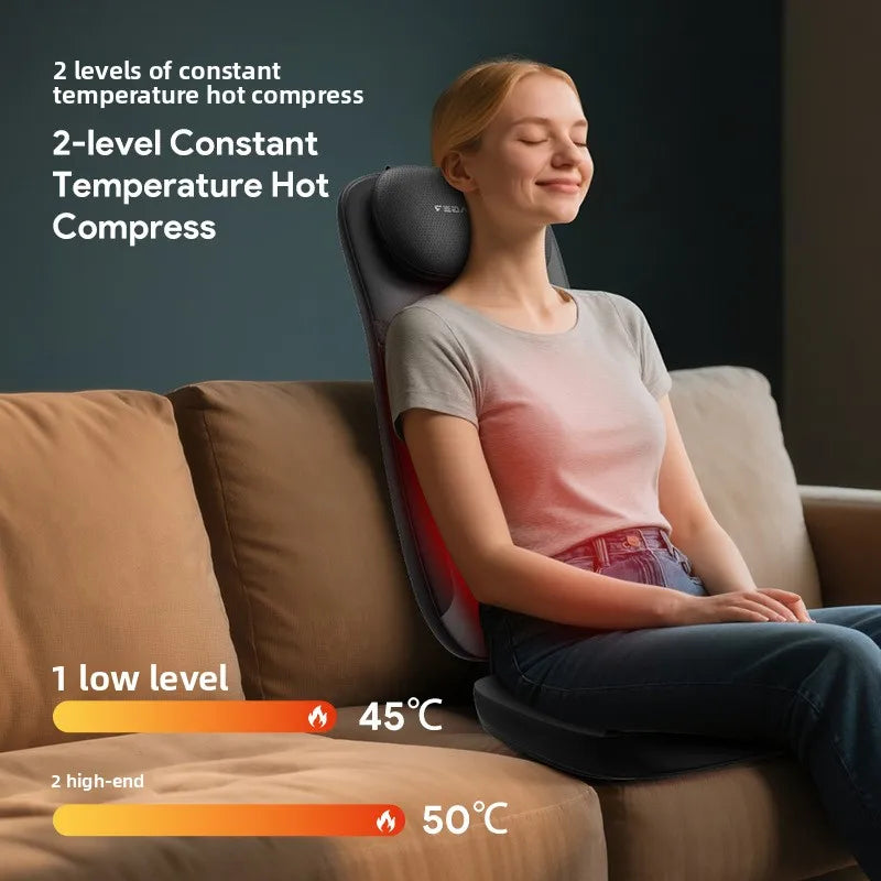 Electric Back Massager Vibrating Cervical Massage Chair Seat Cushion for Body Shiatsu Heated Kneading Relaxarion Home Office Use