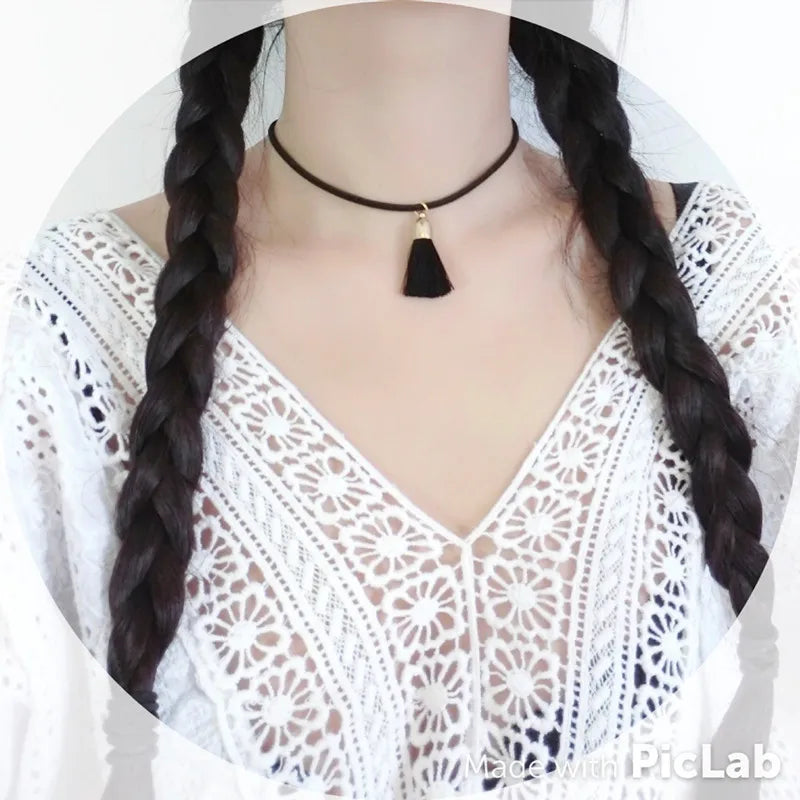 New Fashion Jewelry Leather With Tassel Dangle Necklace For Women Girl Gift Wholesale