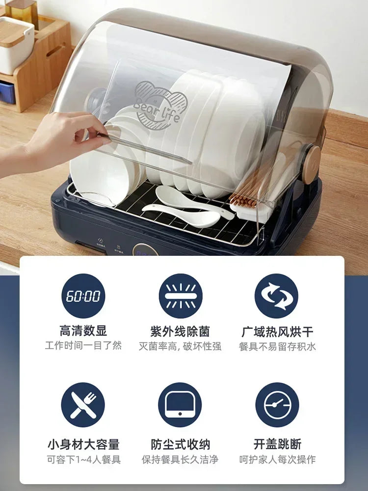 220V Bear Disinfection Bowl Counter Type Household Kitchen Small Bowl Chopsticks Dryer Tableware UV Bottle Sterilizer A