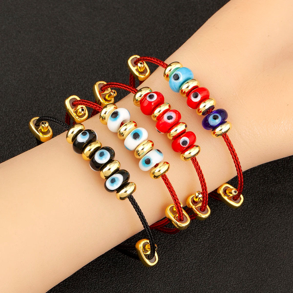 Nidin New Fashion Lucky Turkish Evil Eye Rope Bracelet Adjustable For Women Female Punk Style Personality Design Jewelry Gifts