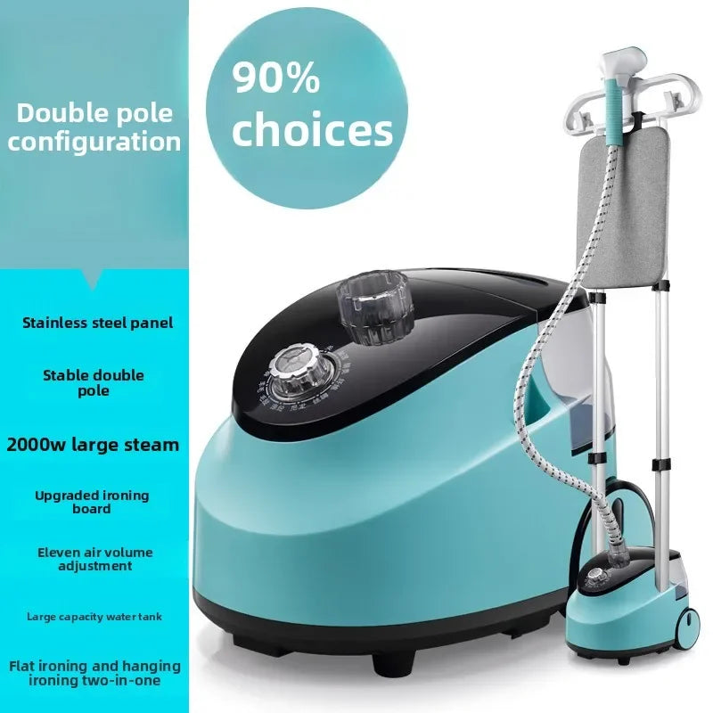 EU/UK Smart Household Appliance Double Rod Vertical Hanging Steam Portable Fast-heat Steam Ironing With Band Plate For Clothes