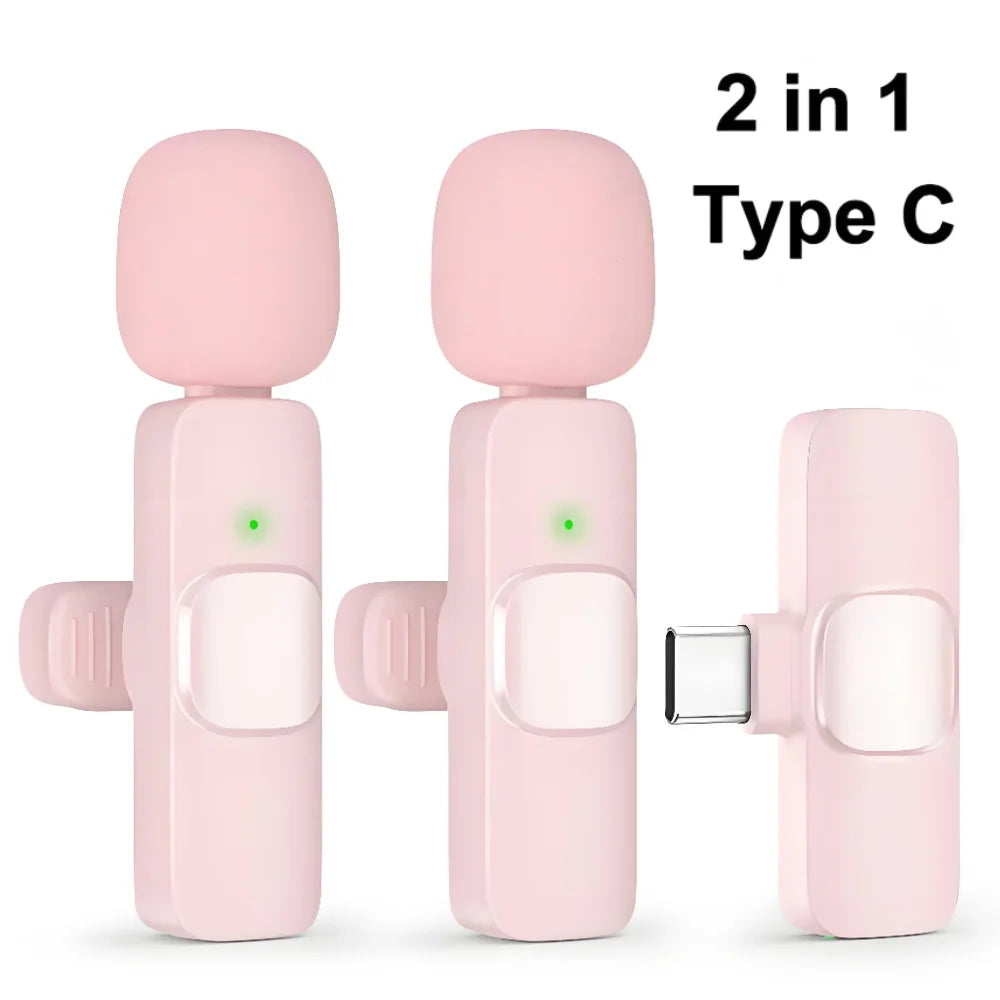 2.4G Wireless Lavalier Microphone Audio Video Recording Mini Mic For iPhone Android Live Broadcast Gaming Phone With Receiver