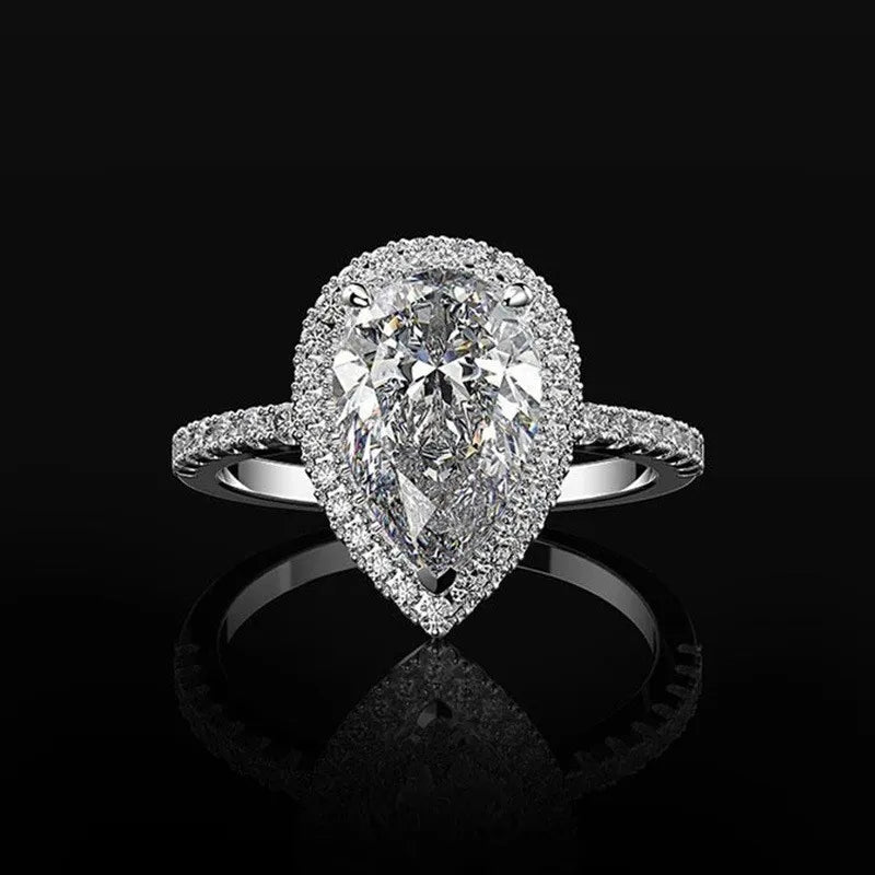 Hot Selling Silver Plated Stainless Steel Rings For Women Water Drop Zircon Wedding Ring Jewelry Accessories Wholesale Size 6-11