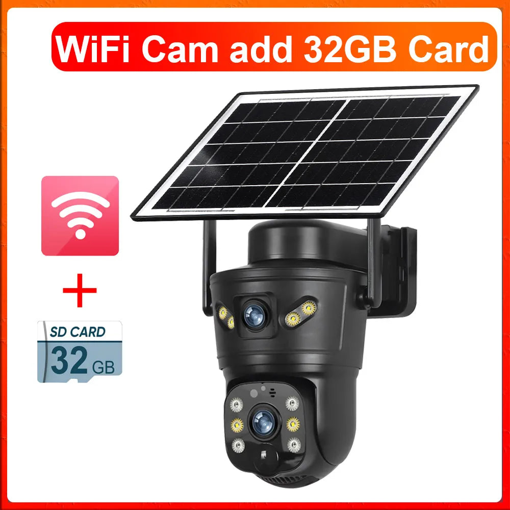 LS VISION 8MP 4G Solar Camera Outdoor WiFi Security Camera Dual Len PIR Night Vision Auto Tracking Waterproof  CCTV Monitor V380