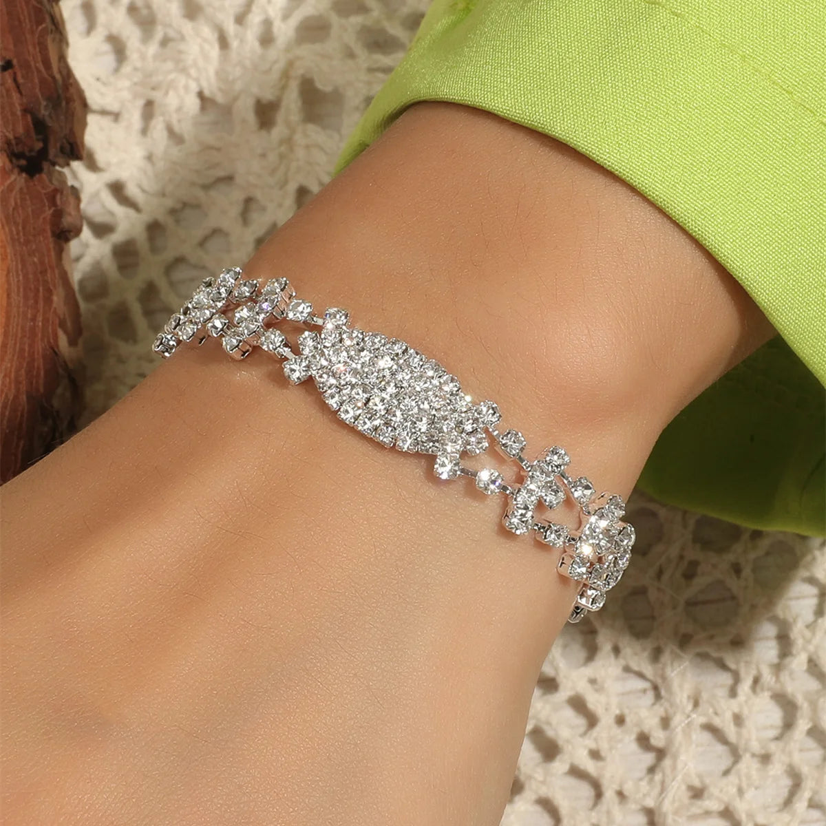 Wedding Bridal Jewelry 1-10 Row Cuff CZ Rhinestone Crystal Stretch Strand Bracelet Bangle Dropshipping