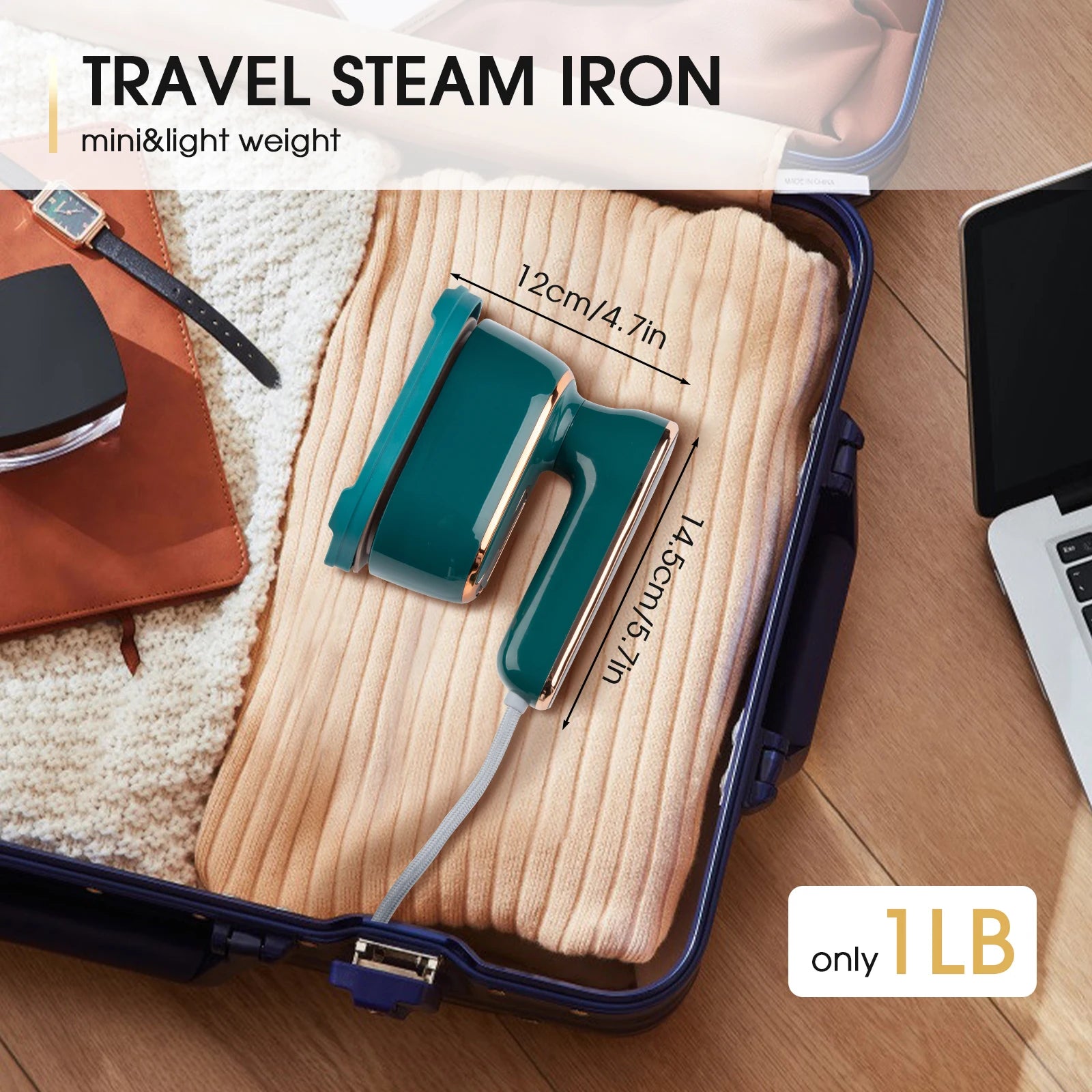 Handheld ironing machine (with steam brush), intelligent LCD electric rotary iron, portable mini iron for home and travel 6198-D