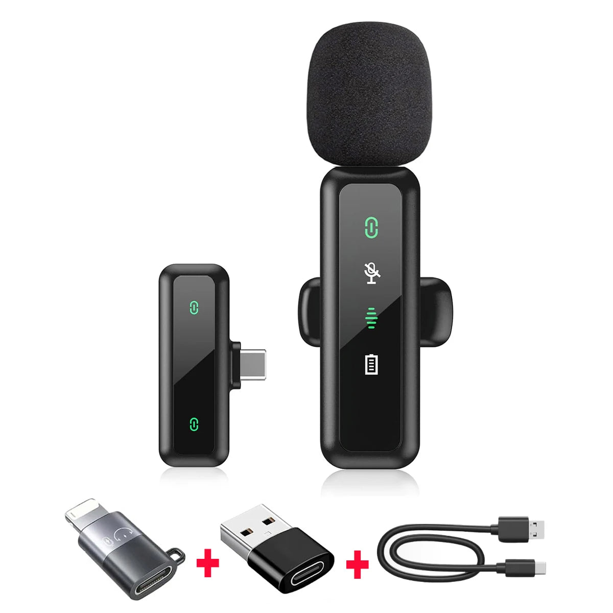 Wireless Lavalier Microphone For iPhone Android PC Audio Video Recording Noise Cancelling Clip-on Mics For Vlog Tiktok YouTube