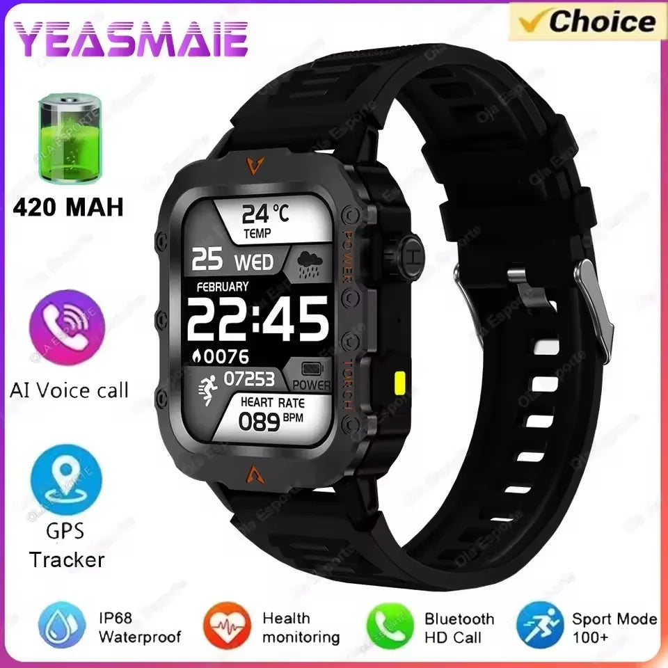 2025 New SmartWatch Men Militray Outdoor GPS Sport Watches Heart Rate Sleep Waterproof Smart Watch IOS Android