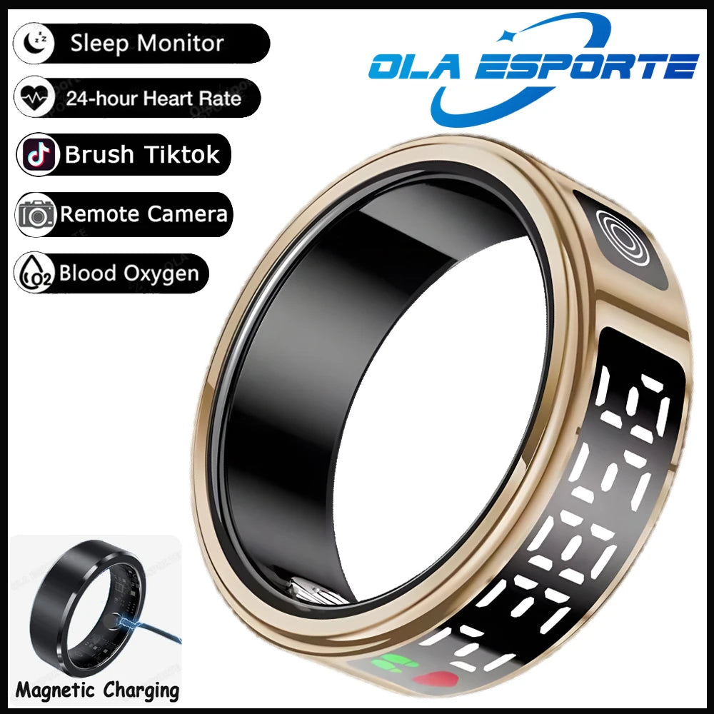 2025 Smart Ring with Display Screen and Touch, Wireless Charging, Health Manager, 5 ATM Waterproof For Men Women Rings R12 R11
