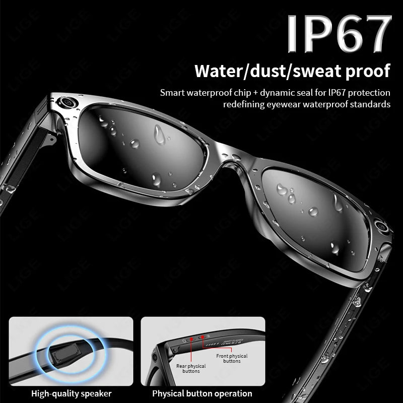 2025 Smart Glasses with Camera Headphone 100+Languages AI Translation Bluetooth Glasses Travel Meeting Sunglasses for Man Women