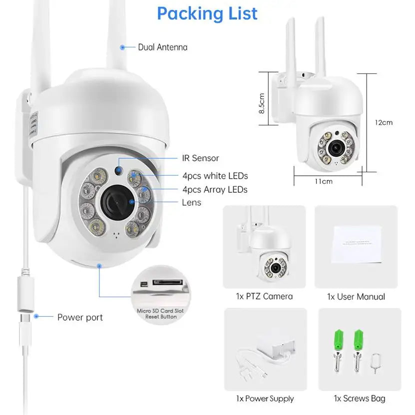 4MP/2MP HD Wireless Outdoor Security ICSEE APP Motion Detection WiFi CCTV IP PTZ Network Camera