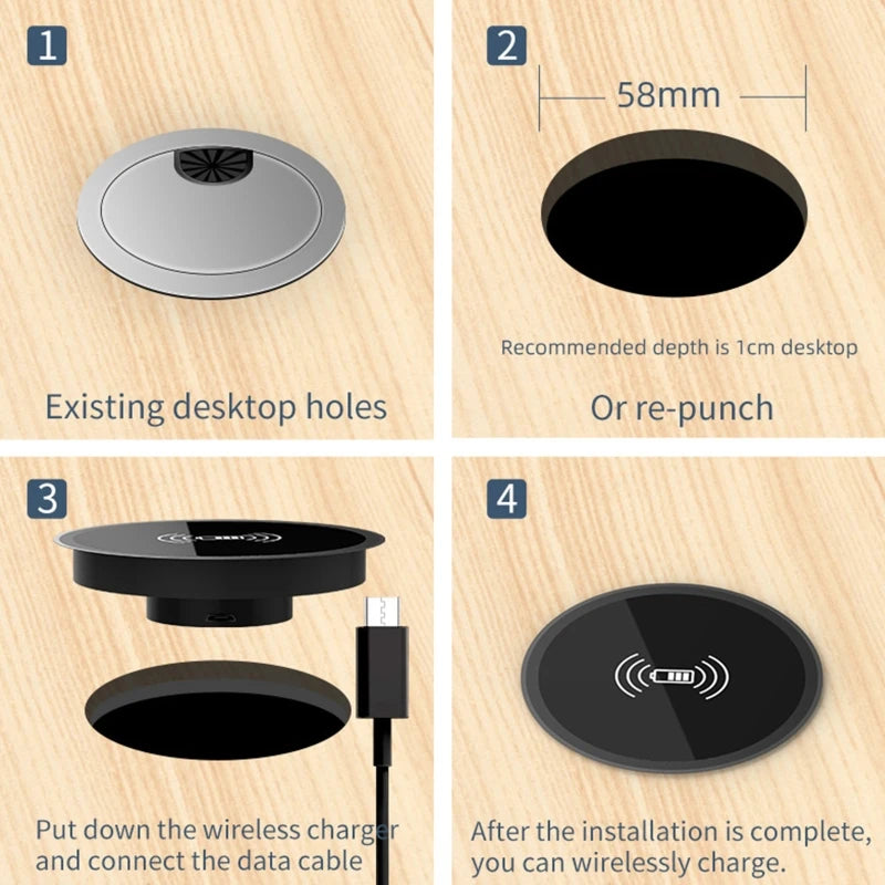 Desk Embedded Wireless Charger for 13 12 for Galaxy Counter Desktop Bedside Table Furniture Office Smartphone Charger