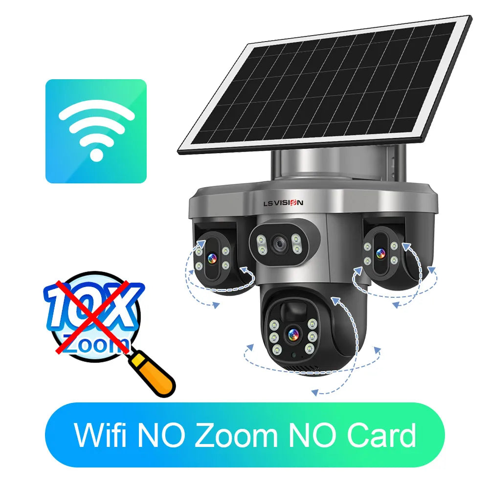 LS VISION 10X Optical Zoom Three Screens Outdoor Surveillance Camera 4g Security Wifi 3 PTZ LENS Cctv Automatic Tracking V380