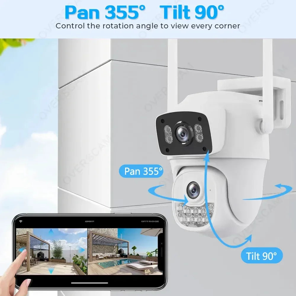 10MP 5K HiEasy App PTZ Wifi Security Camera Dual Lens Dual Screens Home Surveillance Camera Outdoor IP66 Waterproof H.265 IP Cam