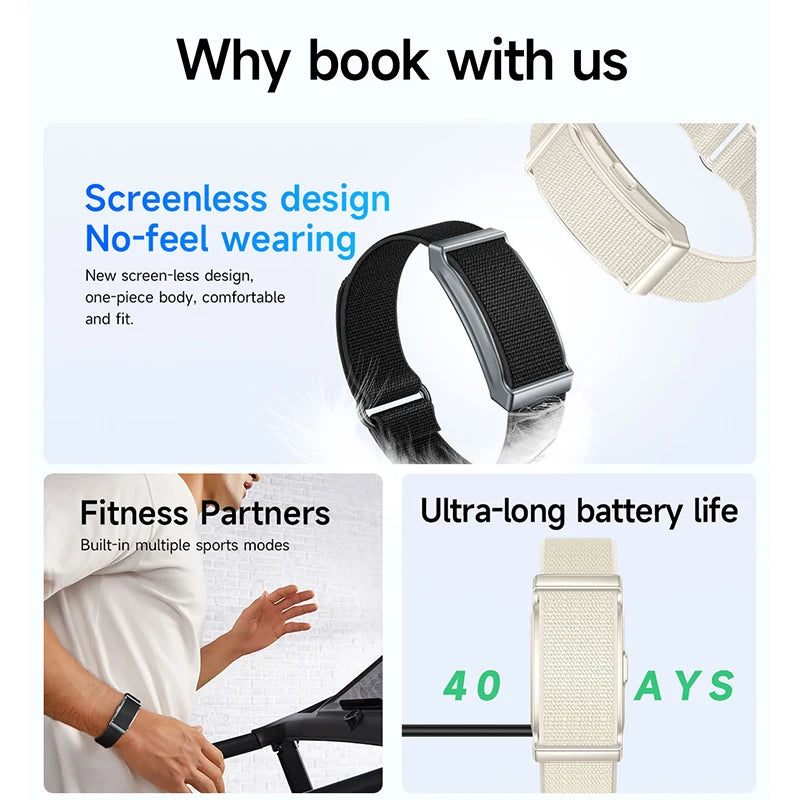 No Screen Smart Watch Men Women Fitness Smart Bracelet Sports Band Blood Oxygen Heart Rate Monitor Health Tracker Smart watch