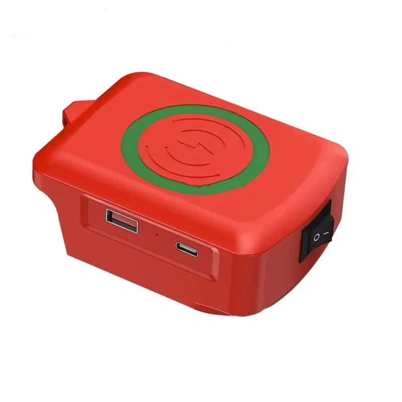 Wireless Phone Charger For Milwaukee 18V Li-ion Battery Phone Charger with USB Port and TYPE C Port Portable Outdoor Power Bank